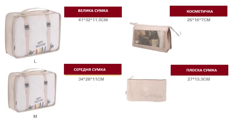 Комплект органайзерів для подорожей та зберігання 8 в 1 ∙ Великий дорожній набір сумок для взуття, одягу, косметики та аксесуарів, 8 шт. - мініатюра 3