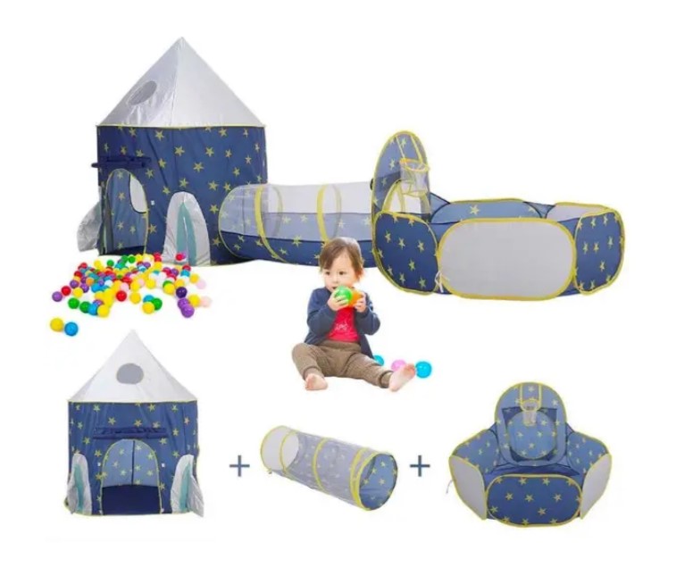 Дитячий ігровий намет 3 в 1 з тунелем та сухим басейном ∙ Ігровий замок – намет будиночок для дитини - мініатюра 3