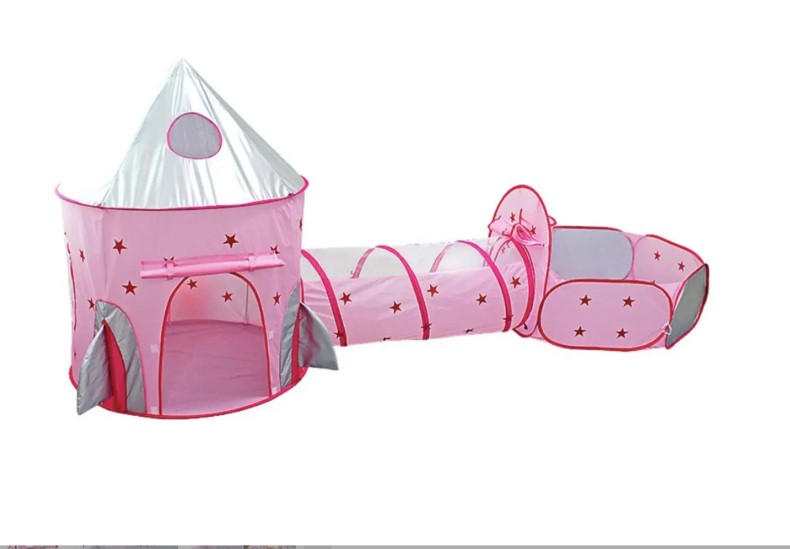 Дитячий ігровий намет 3 в 1 з тунелем та сухим басейном ∙ Ігровий замок – намет будиночок для дитини - мініатюра 4