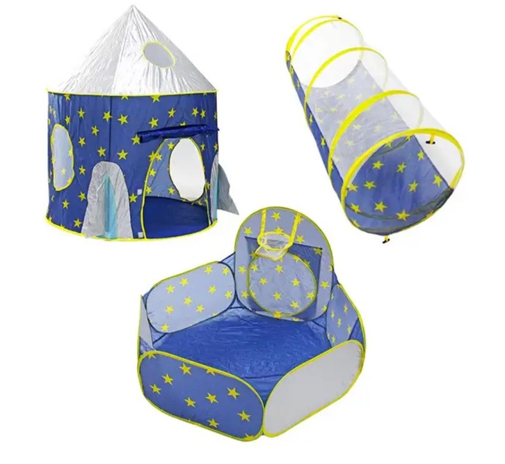 Дитячий ігровий намет 3 в 1 з тунелем та сухим басейном ∙ Ігровий замок – намет будиночок для дитини - мініатюра 5