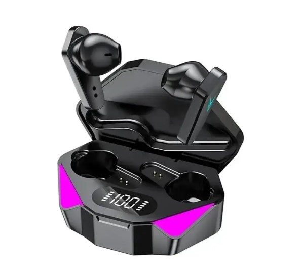 Бездротові навушники X15 з Bluetooth та RGB підсвічуванням у зарядному кейсі · Гарнітура з мікрофоном та шумозаглушенням