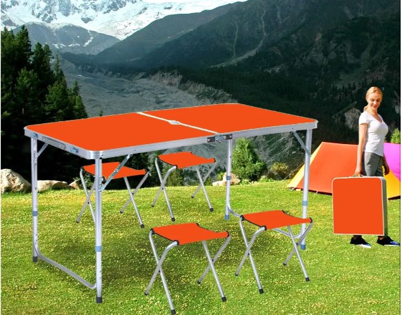 Розкладний стіл з 4 стільцями Folding Table для пікніка, риболовлі, дачі, 120х60 см Стіл-чемодан - мініатюра 2