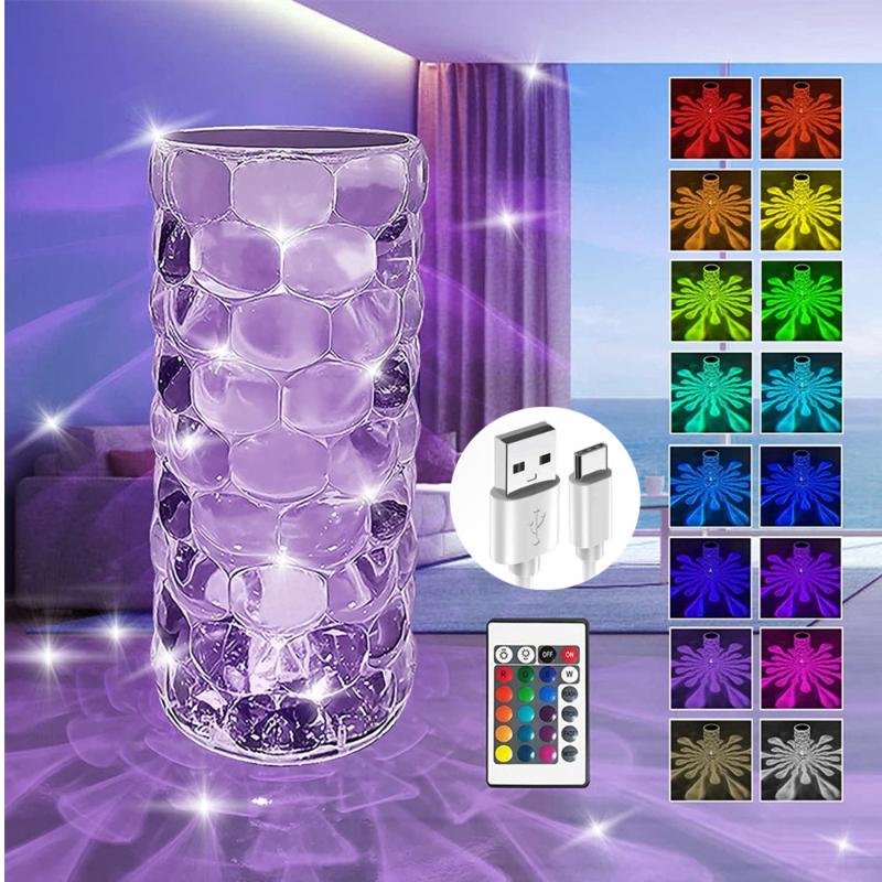 Настільна лампа - нічник Алмаз Crystal Lamp Diamond RGB - мініатюра 10