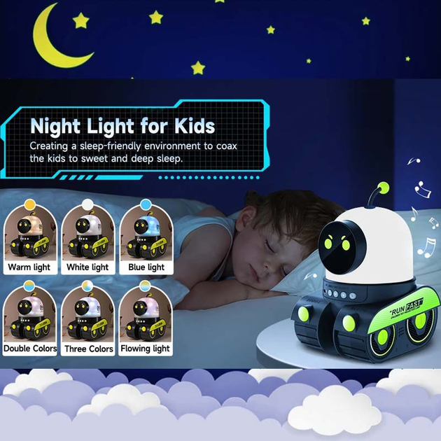 Нічник - проектор Droid E03 ∙ Дитячий бездротовий світильник з Bluetooth-колонкою з акумулятором 1200 мАг - мініатюра 3