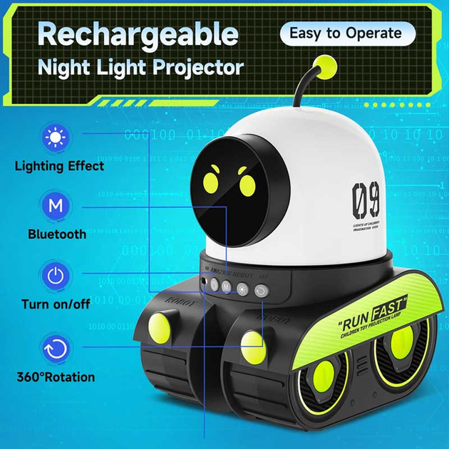 Нічник - проектор Droid E03 ∙ Дитячий бездротовий світильник з Bluetooth-колонкою з акумулятором 1200 мАг - мініатюра 4