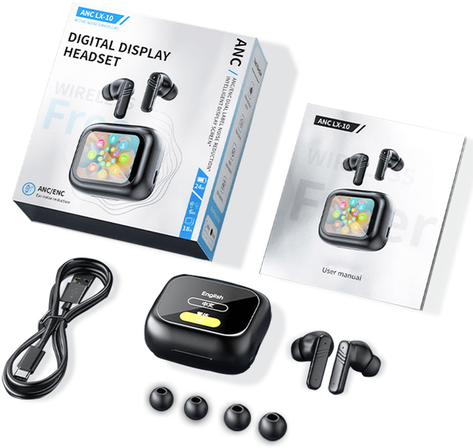 Бездротові навушники LX10 TWS Earbuds в зарядному кейсі з кольоровим LED дисплеєм - мініатюра 3