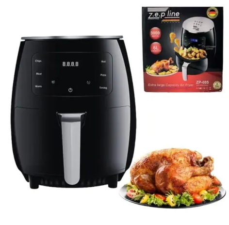 Фритюрниця електрична безмасляна Zepline ZP-085 3000W Аерофритниця аерогриль на 6 л з LED дисплеєм - мініатюра 2