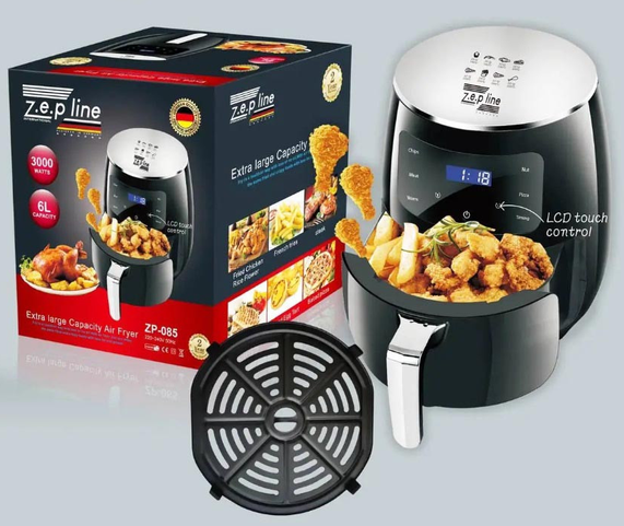 Фритюрниця електрична безмасляна Zepline ZP-085 3000W Аерофритниця аерогриль на 6 л з LED дисплеєм - мініатюра 8
