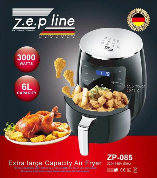 Фритюрниця електрична безмасляна Zepline ZP-085 3000W Аерофритниця аерогриль на 6 л з LED дисплеєм - мініатюра 10