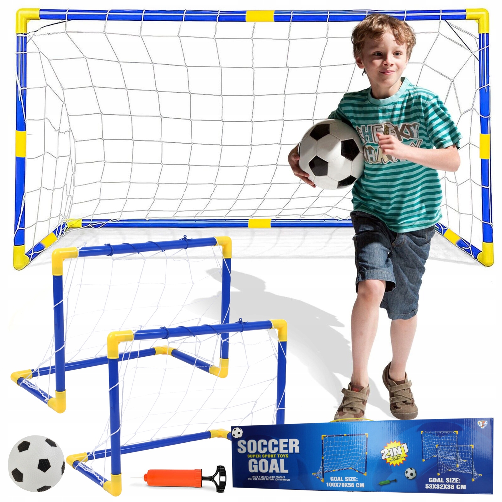 Дитячий футбол Football Sport 2 в 1 777-801 ∙ Футбольні ворота з м'ячем та насосом у комплекті
