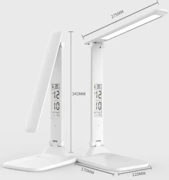 Акумуляторна LED лампа 801S з годинником, календарем, термометром - мініатюра 2