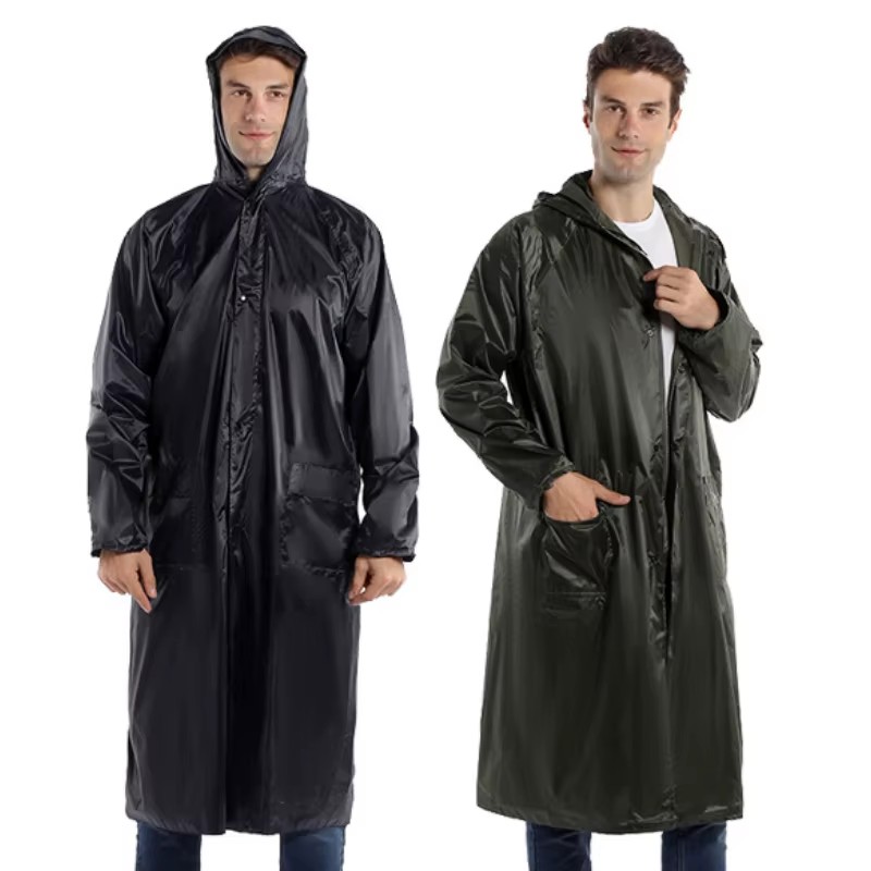 Дощовик на блискавці з капюшоном ∙ Водонепроникний похідний плащ – накидка від дощу