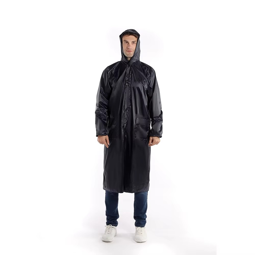Дощовик на блискавці з капюшоном ∙ Водонепроникний похідний плащ – накидка від дощу - мініатюра 2