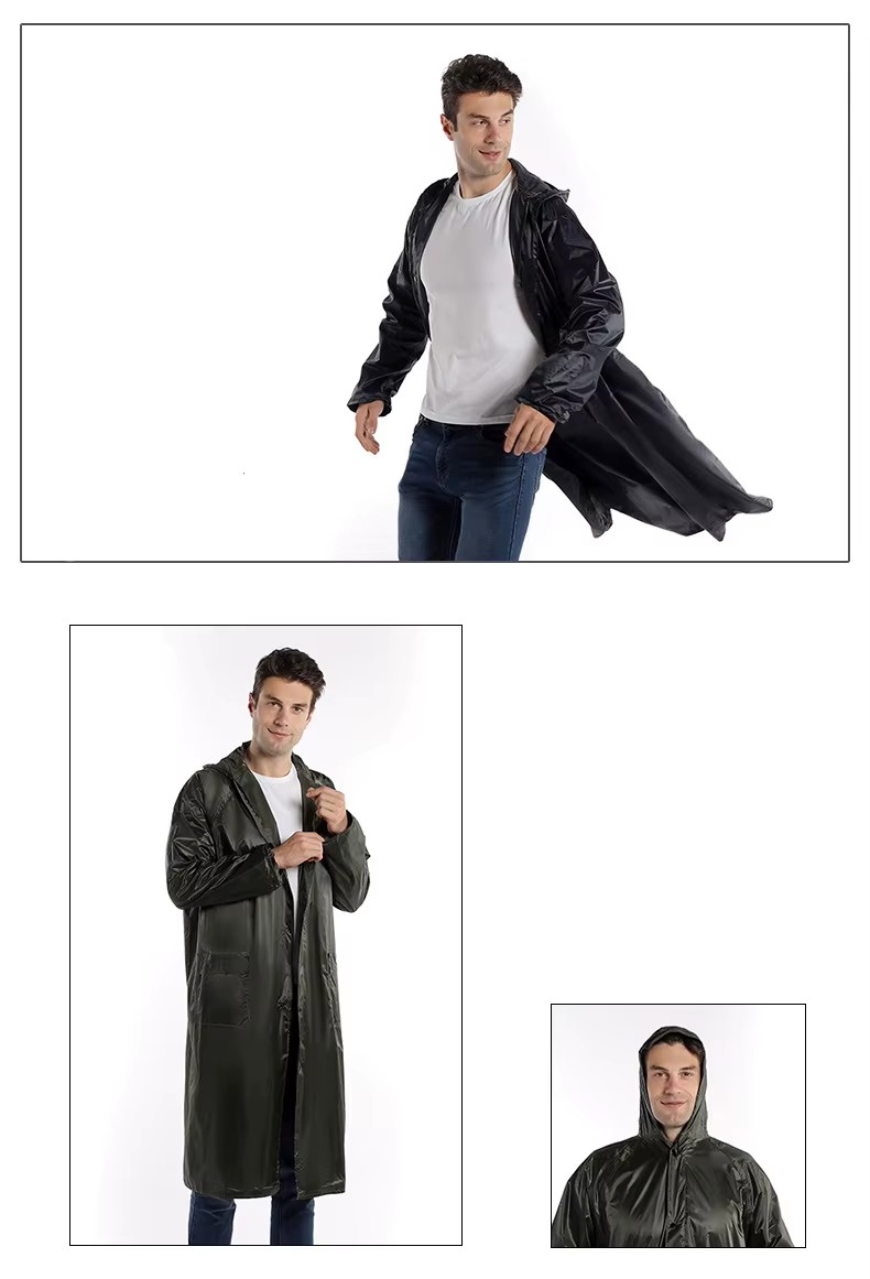Дощовик на блискавці з капюшоном ∙ Водонепроникний похідний плащ – накидка від дощу - мініатюра 6