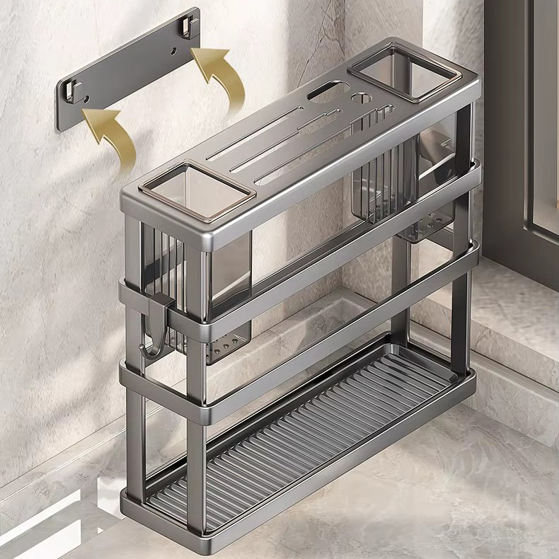 Кухонна стійка - підставка для посуду Dining 3887 ∙ Настінний металевий органайзер для зберігання ножів, приладів