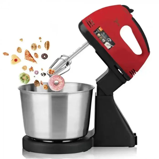 Міксер DOMOTEC R6637 з металевою чашею планетарний/ручний 2 в 1 ∙ Червоний/білий/помаранчевий - мініатюра 5