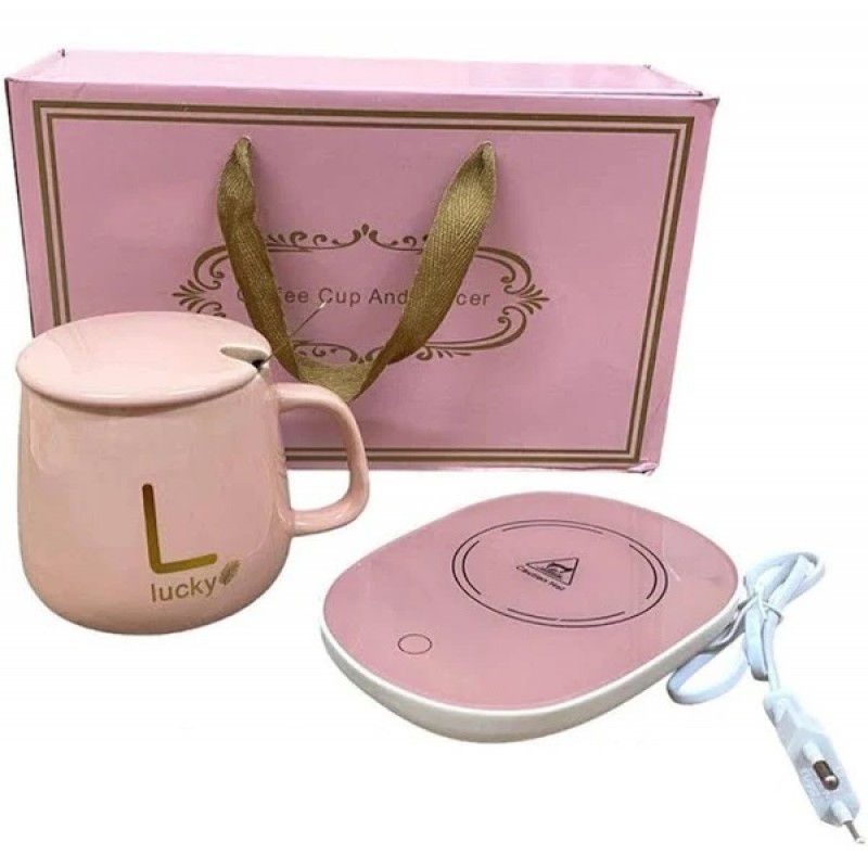 Чашка керамічна на підставці з підігрівом у упаковці ∙ Теплий килимок для підтримки температури напою 55°