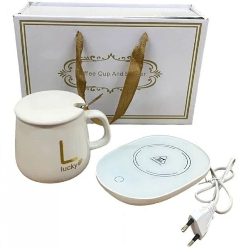 Чашка керамічна на підставці з підігрівом у упаковці ∙ Теплий килимок для підтримки температури напою 55° - мініатюра 2