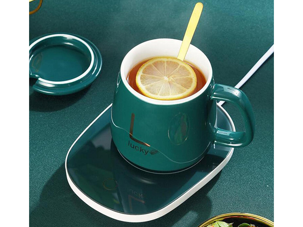 Чашка керамічна на підставці з підігрівом у упаковці ∙ Теплий килимок для підтримки температури напою 55° - мініатюра 6