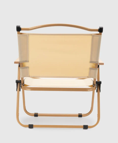 Стілець туристичний складаний з металевим каркасом та дерев'яними підлокітниками ∙ Розкладне крісло для відпочинку ∙ Бежевий / чорний - мініатюра 10