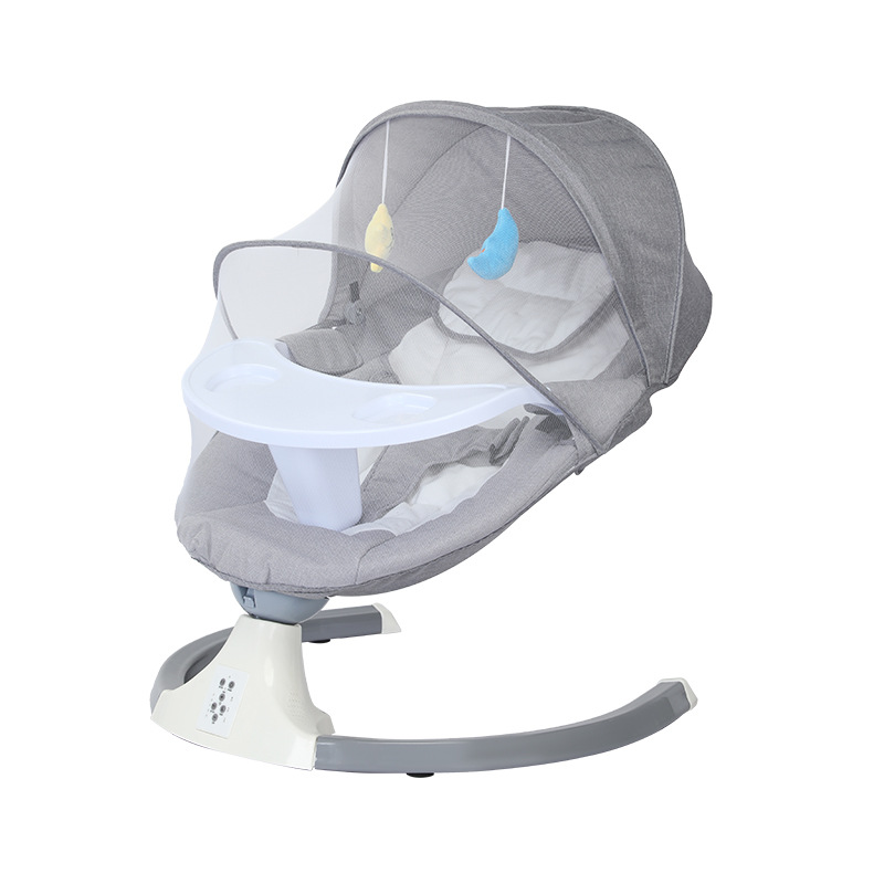 Колиска - гойдалка для дитини ∙ Дитячі електрокачелі-шезлонг ∙ Рожева/сіра