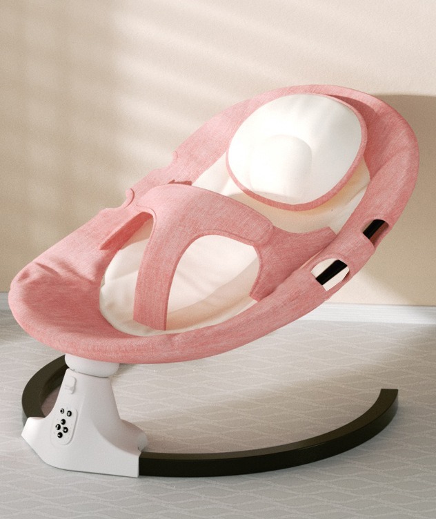 Колиска - гойдалка для дитини ∙ Дитячі електрокачелі-шезлонг ∙ Рожева/сіра - мініатюра 4