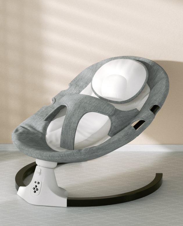 Колиска - гойдалка для дитини ∙ Дитячі електрокачелі-шезлонг ∙ Рожева/сіра - мініатюра 6