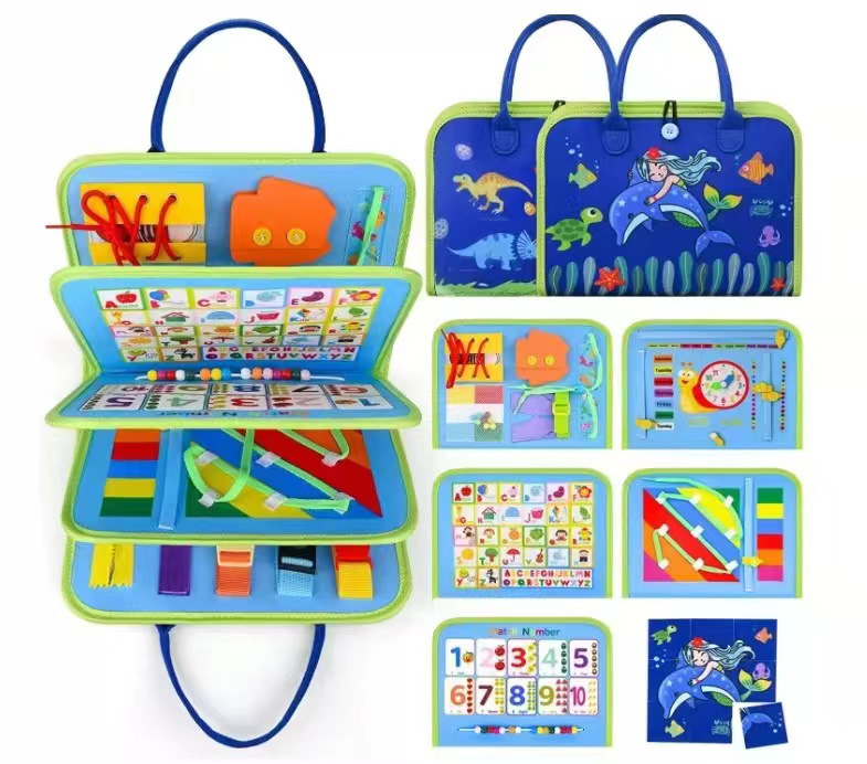 Бізіборд 21 в 1 у вигляді сумочки з великим числом елементів, що розвивають - мініатюра 3