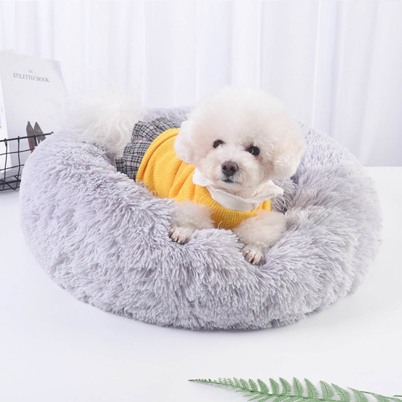 Лежанка - пуф для тварин, 50 см Сіра - мініатюра 4