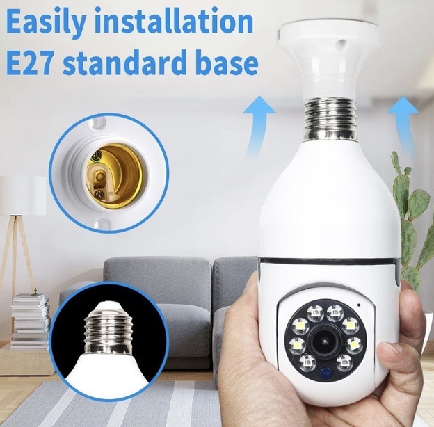 Панорамна IP камера-лампочка відеоспостереження Y6 PTZ Wi-Fi з нічним баченням та керуванням зі смарфону - мініатюра 4