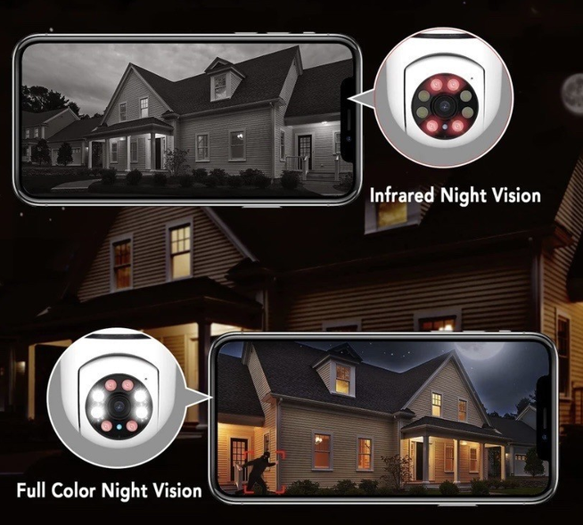 Панорамна IP камера-лампочка відеоспостереження Y6 PTZ Wi-Fi з нічним баченням та керуванням зі смарфону - мініатюра 5