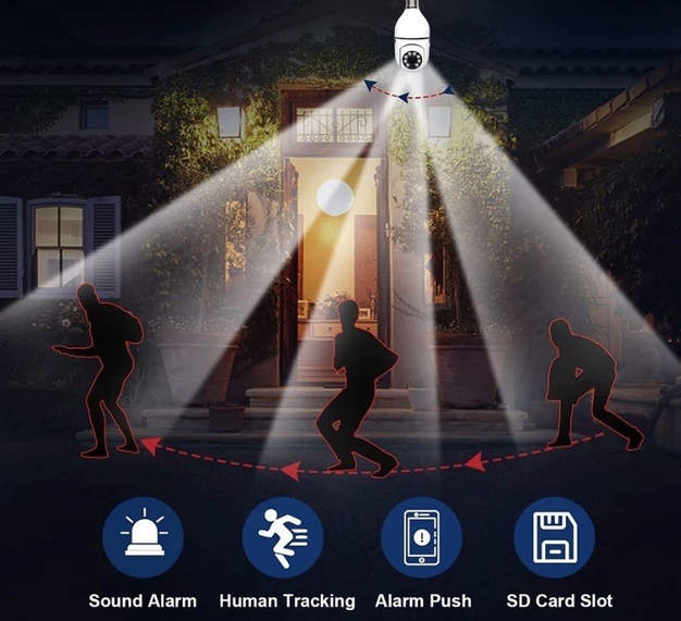 Панорамна IP камера-лампочка відеоспостереження Y6 PTZ Wi-Fi з нічним баченням та керуванням зі смарфону - мініатюра 6