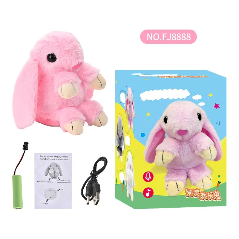 М'яка іграшка Зайчик Музична дитяча плюшева іграшка з підсвіткою та звуковими ефектами - мініатюра 5
