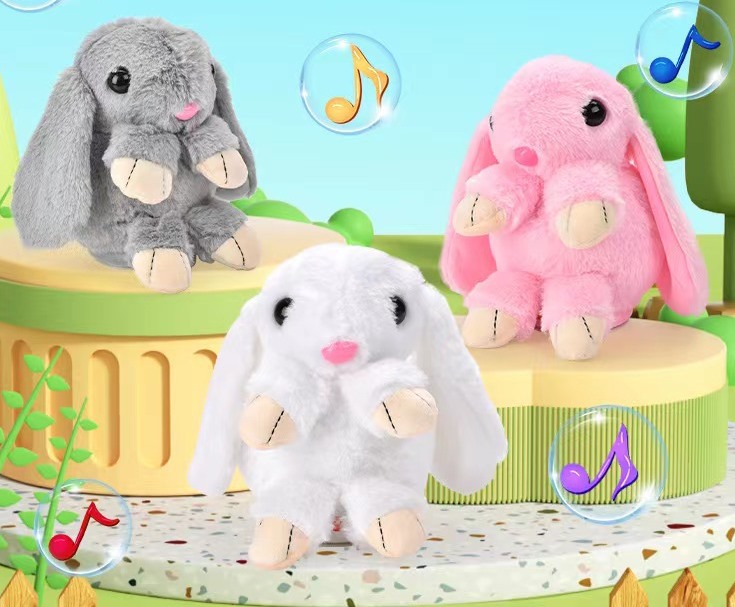 М'яка іграшка Зайчик Музична дитяча плюшева іграшка з підсвіткою та звуковими ефектами - мініатюра 6