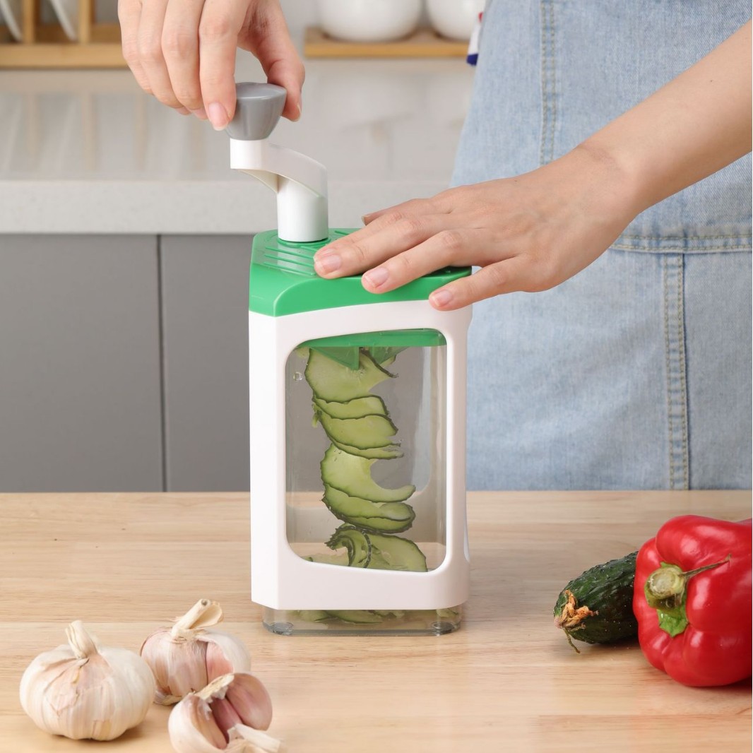 Ручна овочерізка з контейнером Genius Nicer Dicer Кухонний слайсер - терка з насадками 7 в 1 - мініатюра 2