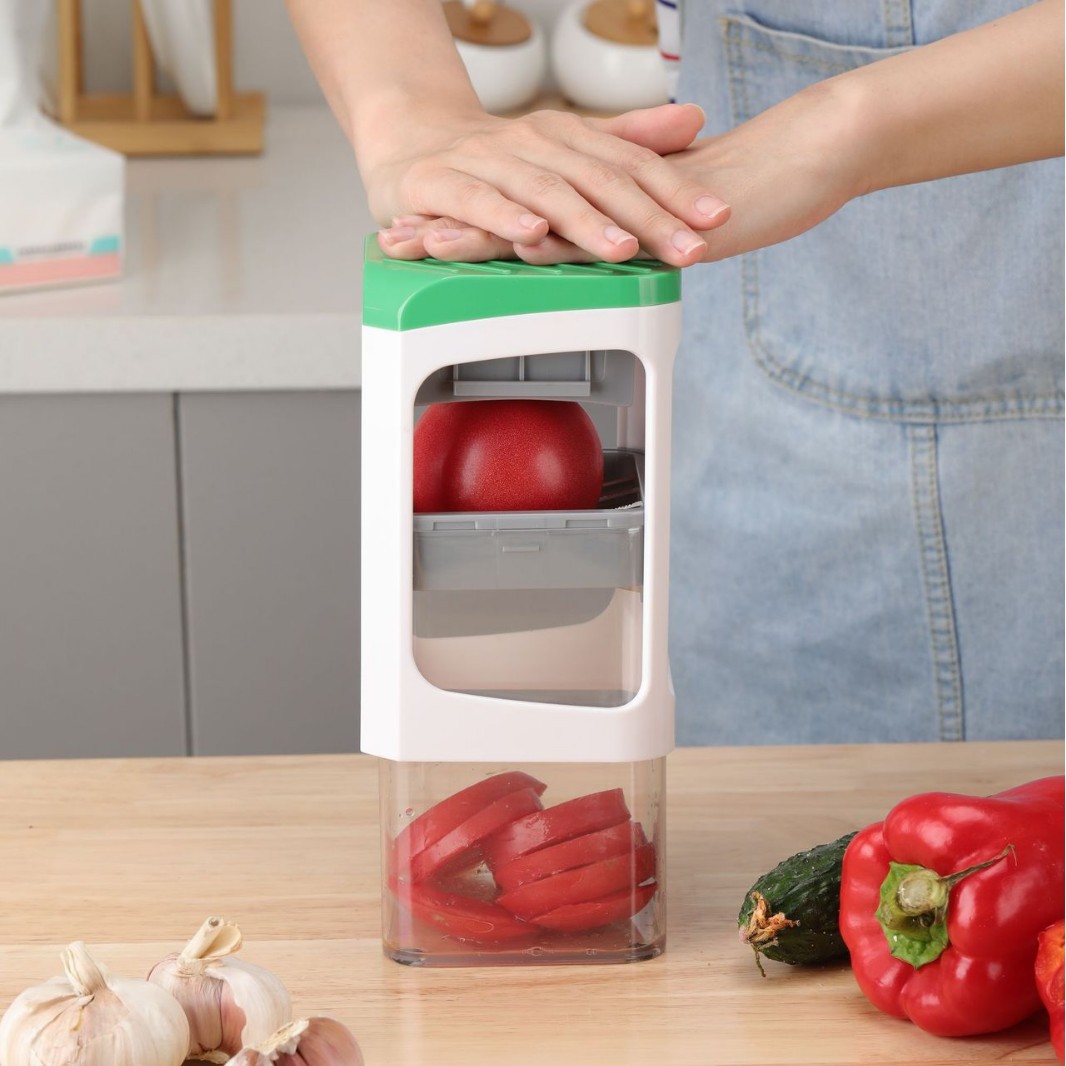 Ручна овочерізка з контейнером Genius Nicer Dicer Кухонний слайсер - терка з насадками 7 в 1 - мініатюра 3