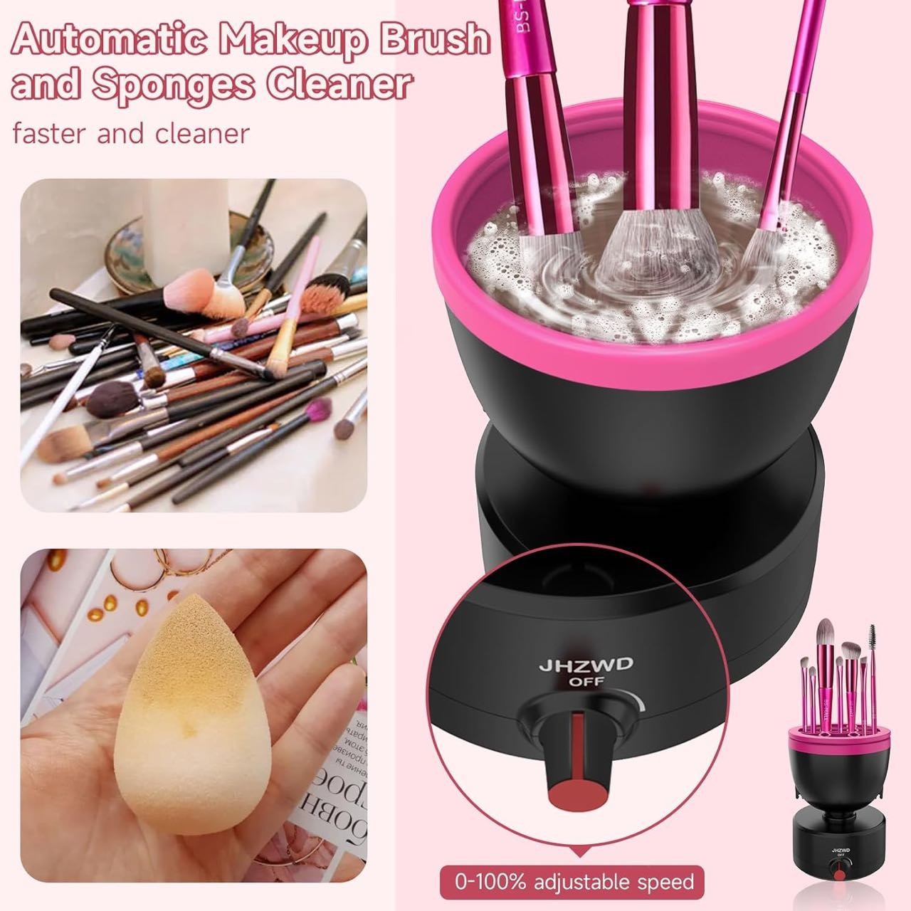 Прилад для миття пензлів для макіяжу ∙ Автоматичний очисник пензликів, спонжів - мініатюра 3