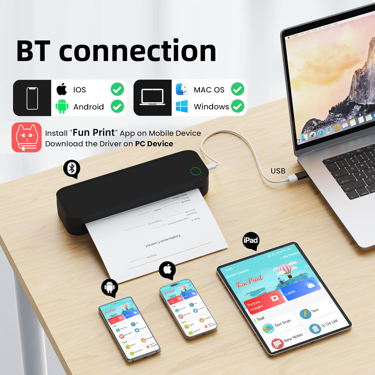 Термопринтер портативний M15 А4 Bluetooth для друку тату, зображень, документів - мініатюра 3