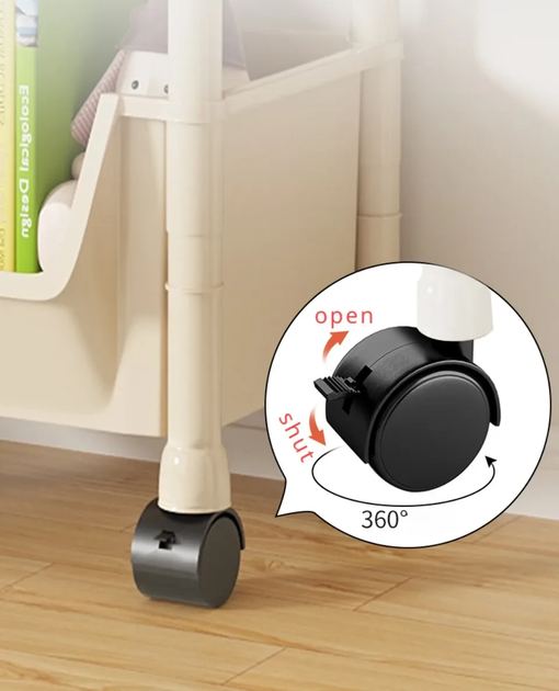 Мобільний пересувний стелаж для зберігання з фіксацією коліс на 4 яруси - мініатюра 6