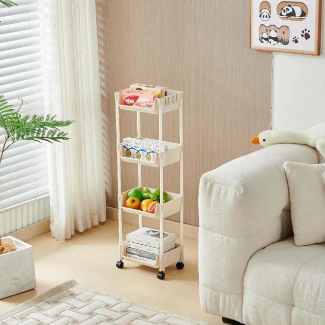 Мобільний пересувний стелаж для зберігання з фіксацією коліс на 4 яруси - мініатюра 9