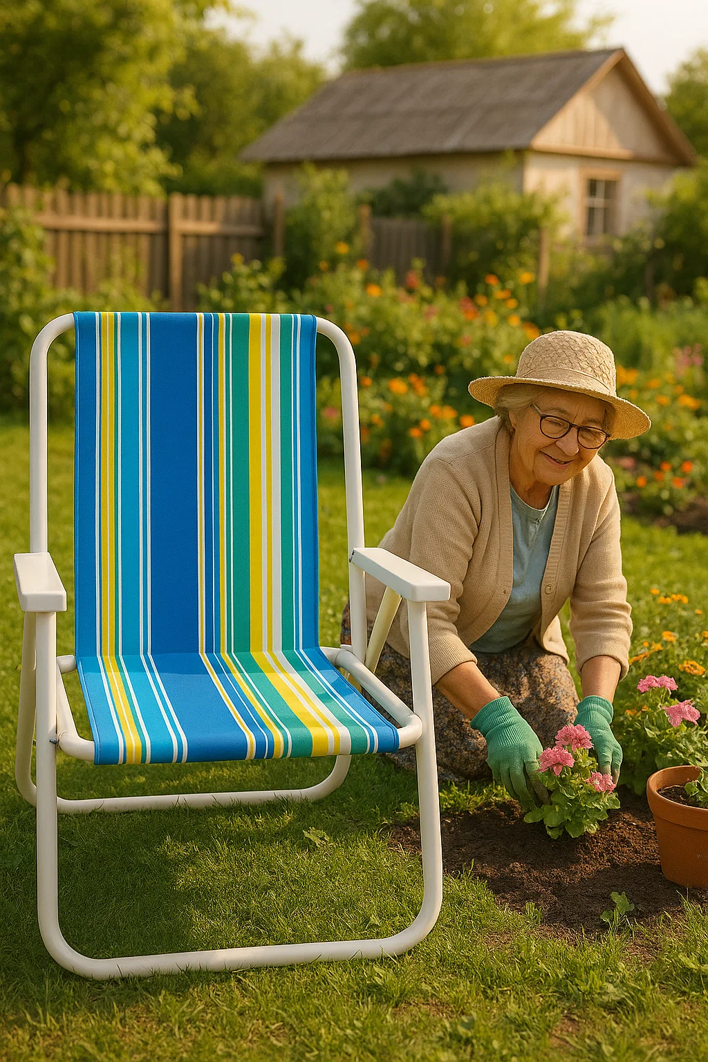 Розкладний стільчик-крісло для кемпінгу з підлокітниками - мініатюра 5