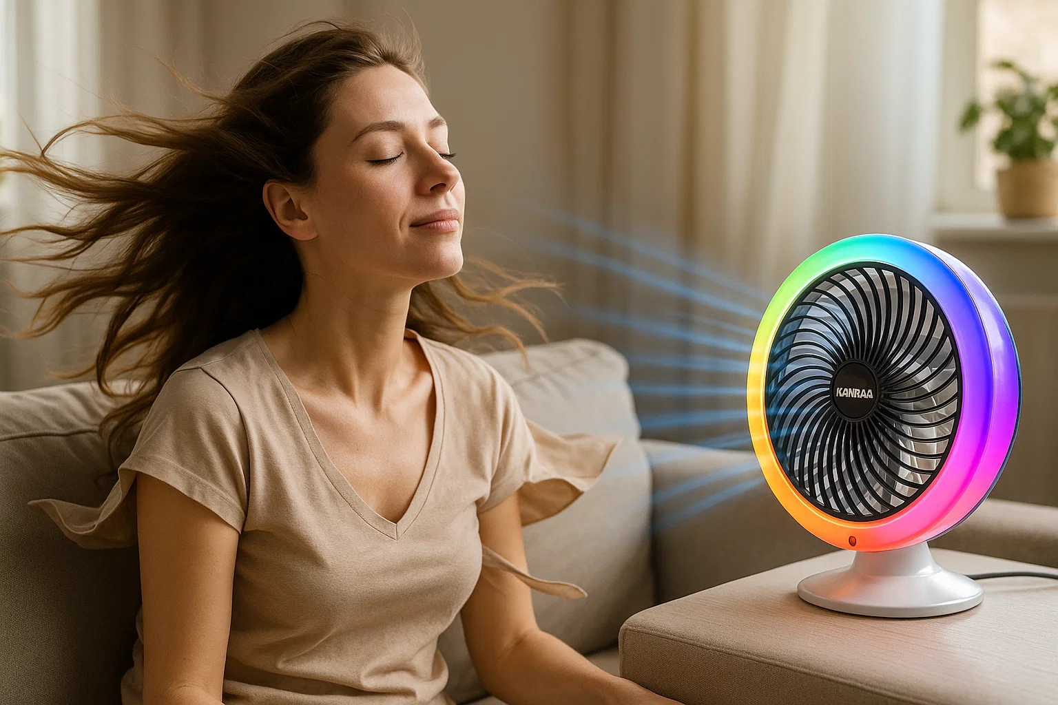 Настільний вентилятор з підсвіткою Mini fan VU-04 - мініатюра 7