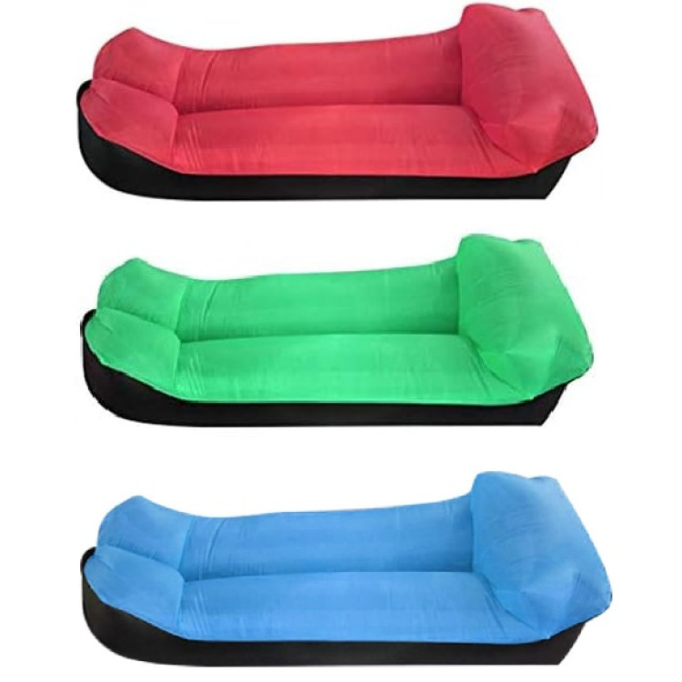 Ламзак надувний шезлонг для пляжу • Портативний лежак для пляжу, кемпінгу, пікніка з підголівником і захистом від спуску повітря