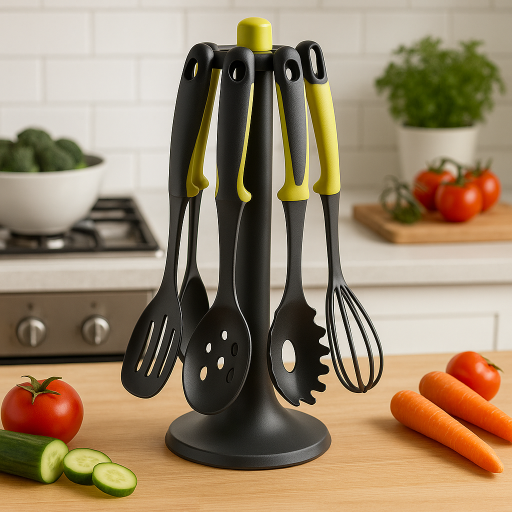 Набір силіконового кухонного приладдя на підставці 7 предметів - мініатюра 8