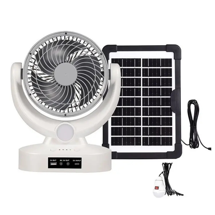Портативний вентилятор із сонячною панеллю Megatop MT-801LS • 8″ настільний вентилятор з LED-підсвіткою на акумуляторі