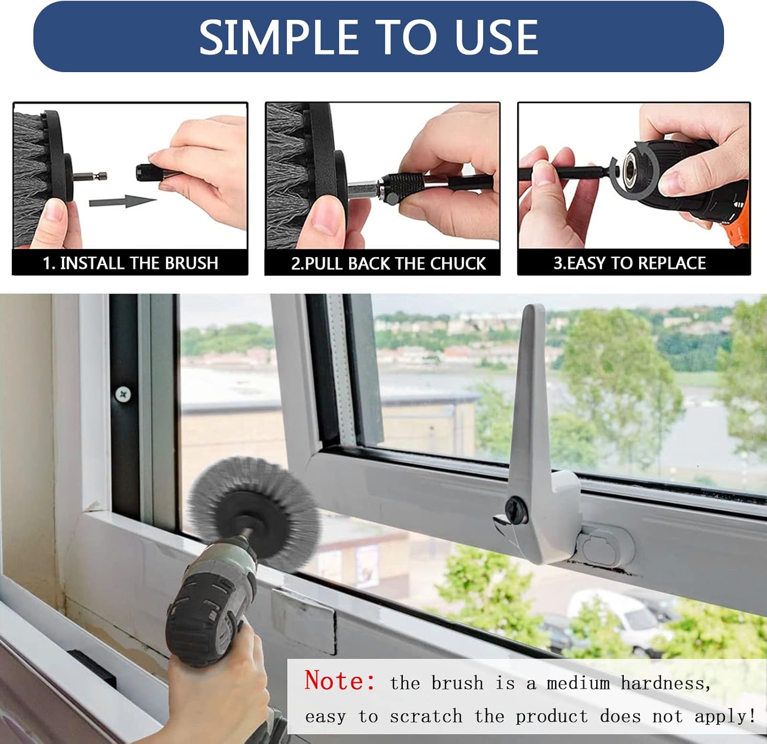 Насадки-щітки для дрилі та шуруповерта для чищення плитки, ванної, килимів і авто з подовжувачем і серветкою - мініатюра 2