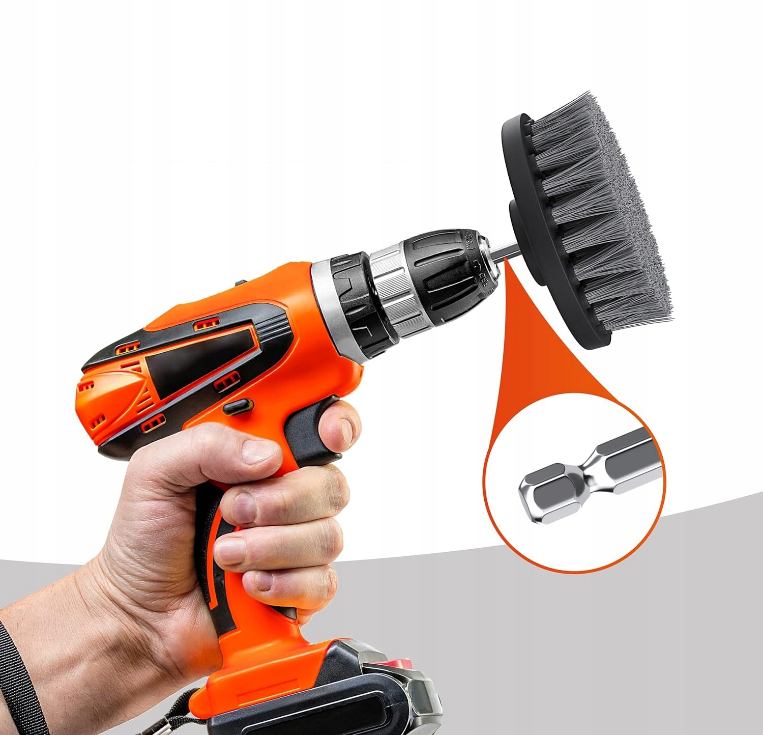 Насадки-щітки для дрилі та шуруповерта для чищення плитки, ванної, килимів і авто з подовжувачем і серветкою - мініатюра 4