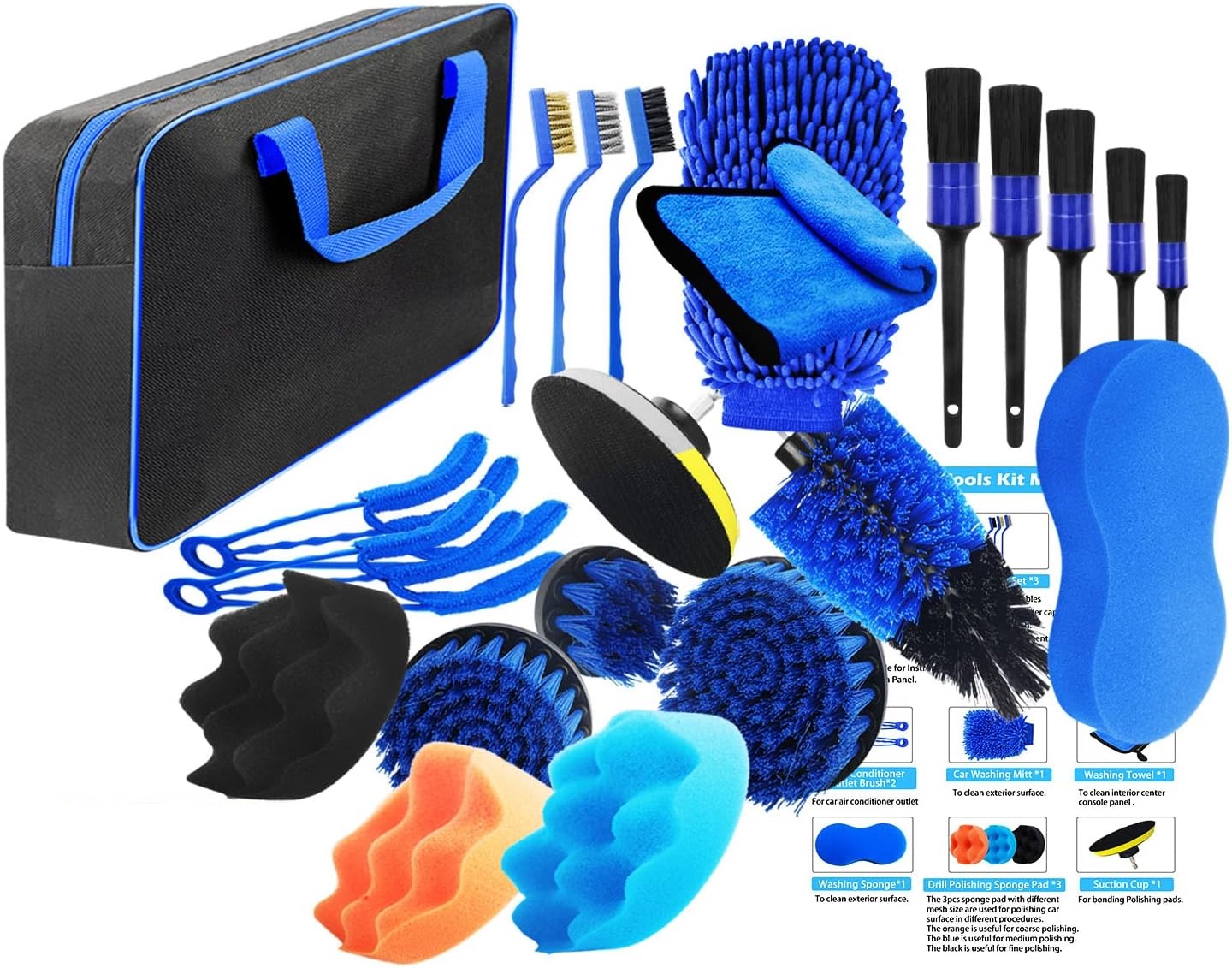 Набір щіток та аксесуарів для комплексного очищення автомобіля 22 в 1 - мініатюра 3
