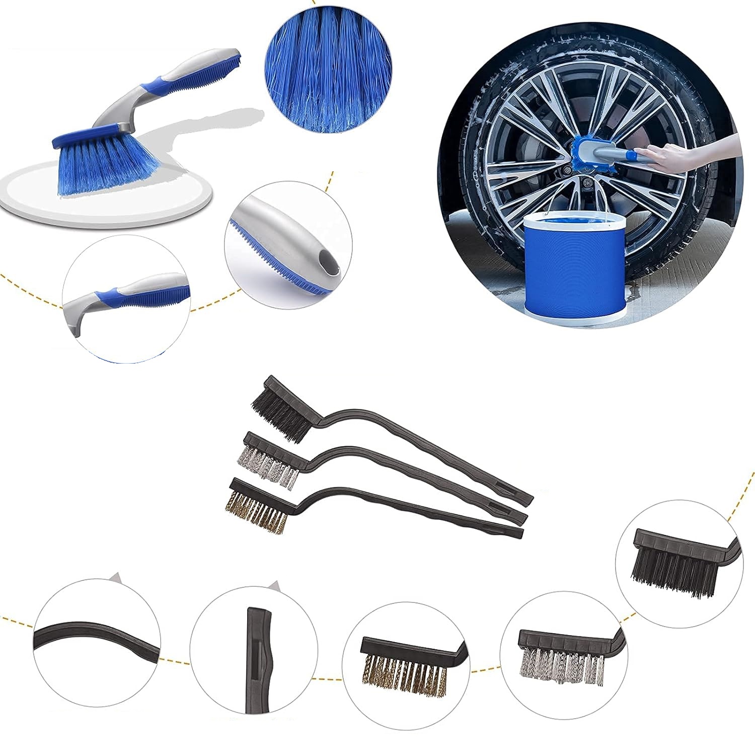 Набір для миття авто 16 в 1 з відром і щітками - мініатюра 7