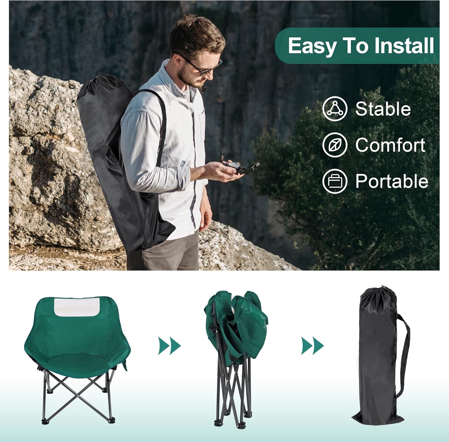 Міцне складане крісло Павук туристичне з укріпленим каркасом - мініатюра 6